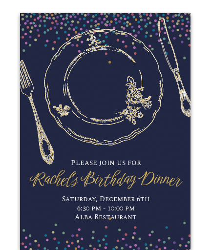 Birthday Dinner Out Plate Online Invitation