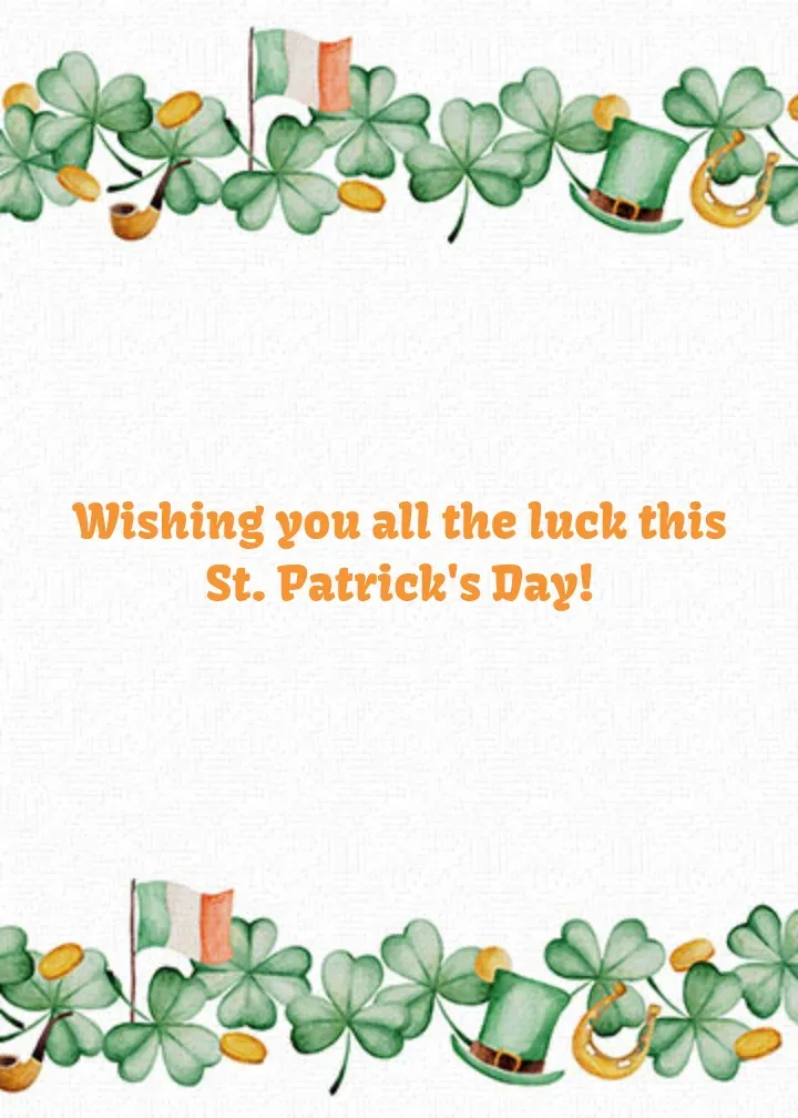 Watercolor St. Patrick's Day card inside right