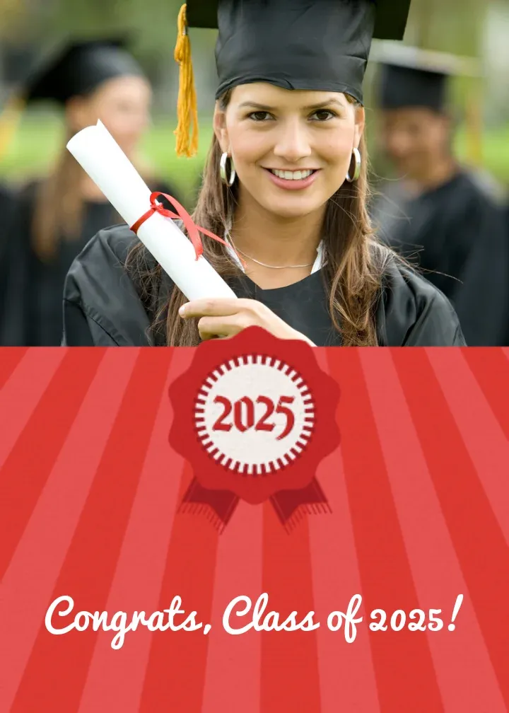 Red Grad Photo card front