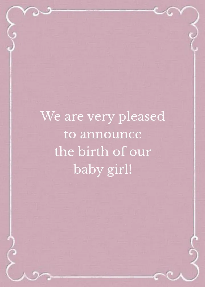 Baby Girl Feet card inside right