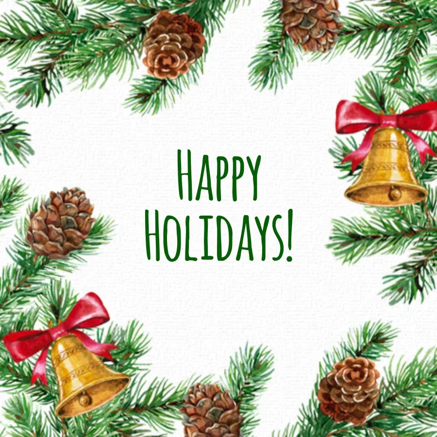 Pretty Holiday Bells card front