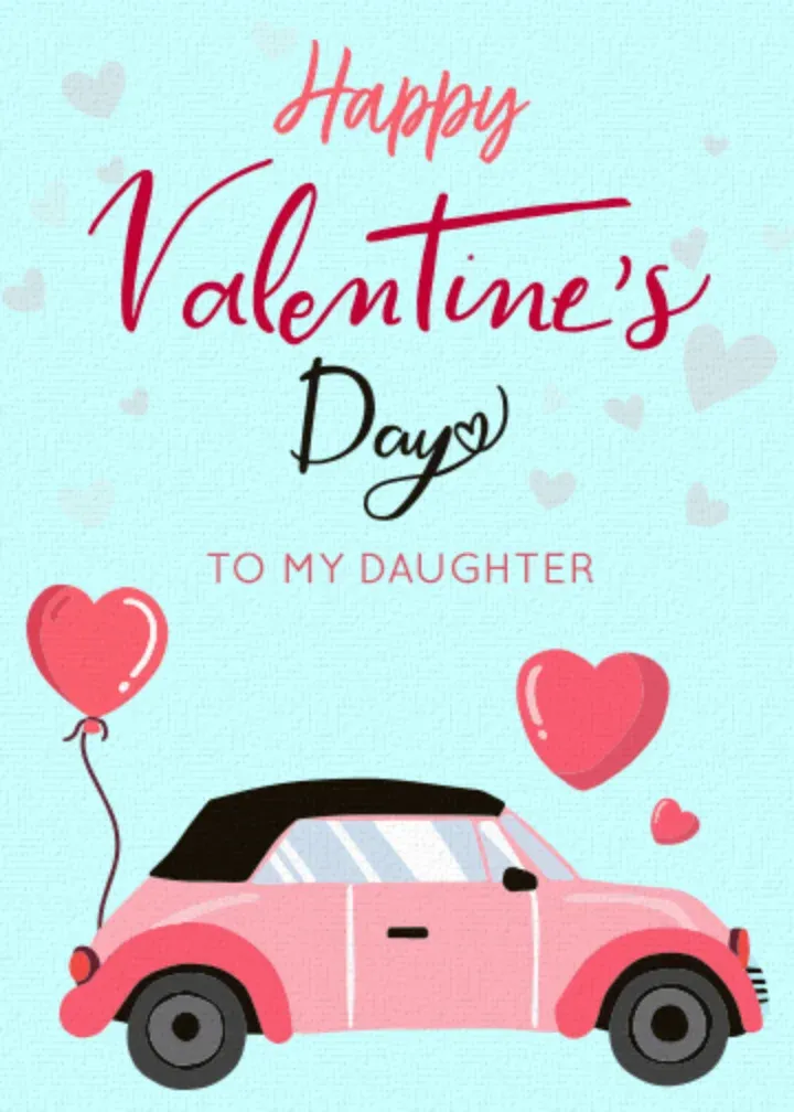 Daughter Valentine Car card front