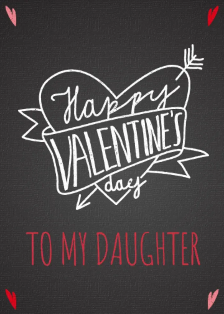 Daughter Chalkboard Valentine card front