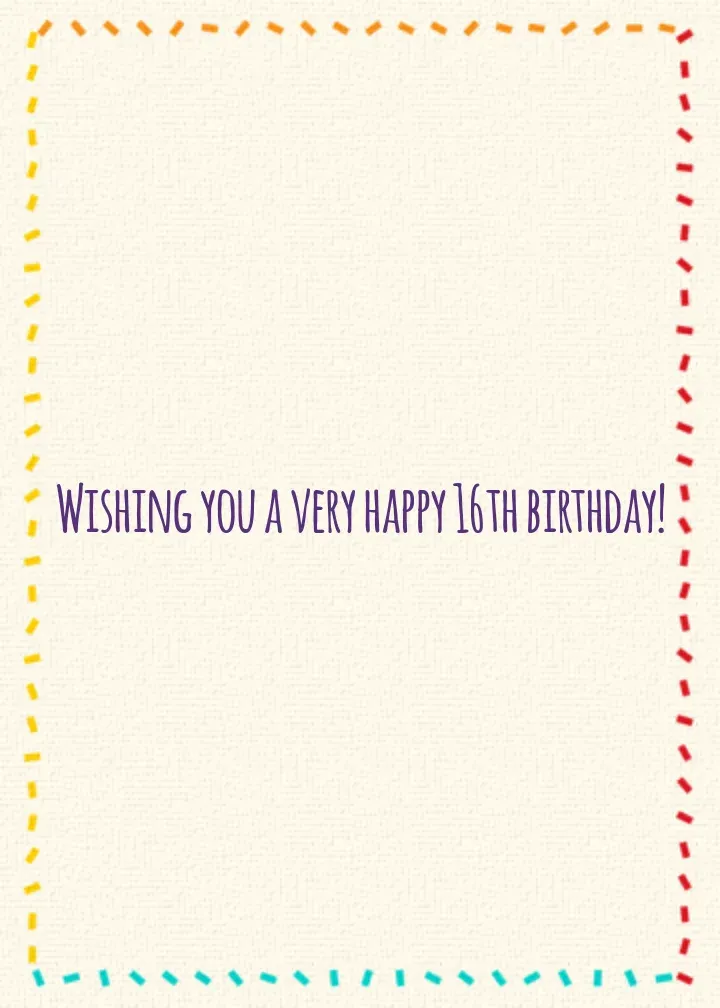 Milestone Birthday Cake 16th card inside right