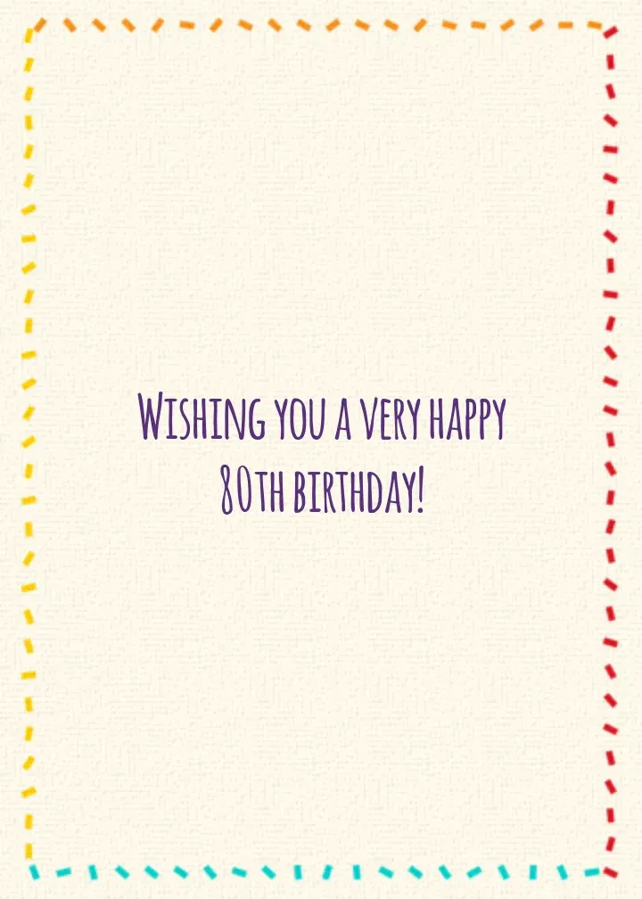 Milestone Birthday Cake 80th card inside right