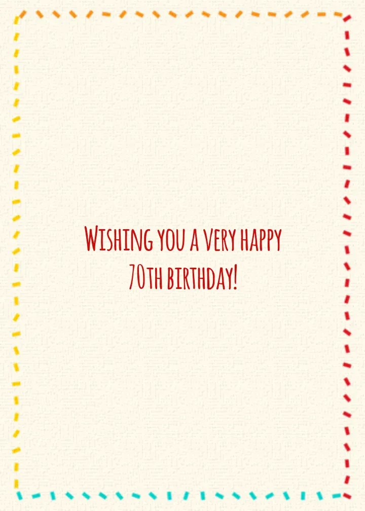 Milestone Birthday Cake 70th card inside right