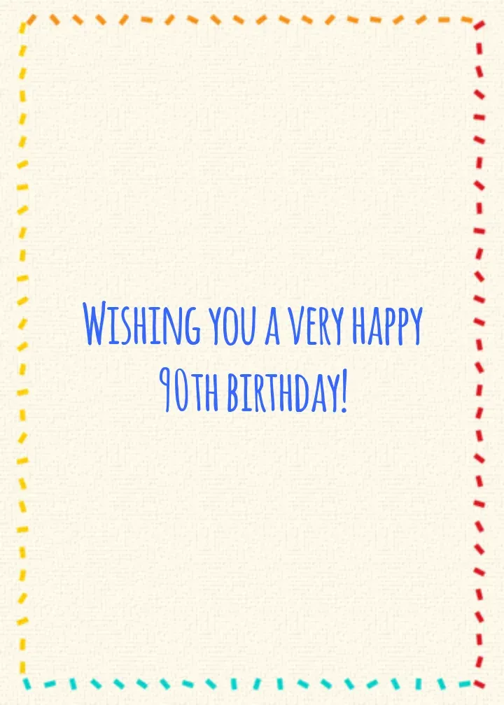 Milestone Birthday Cake 90th card inside right