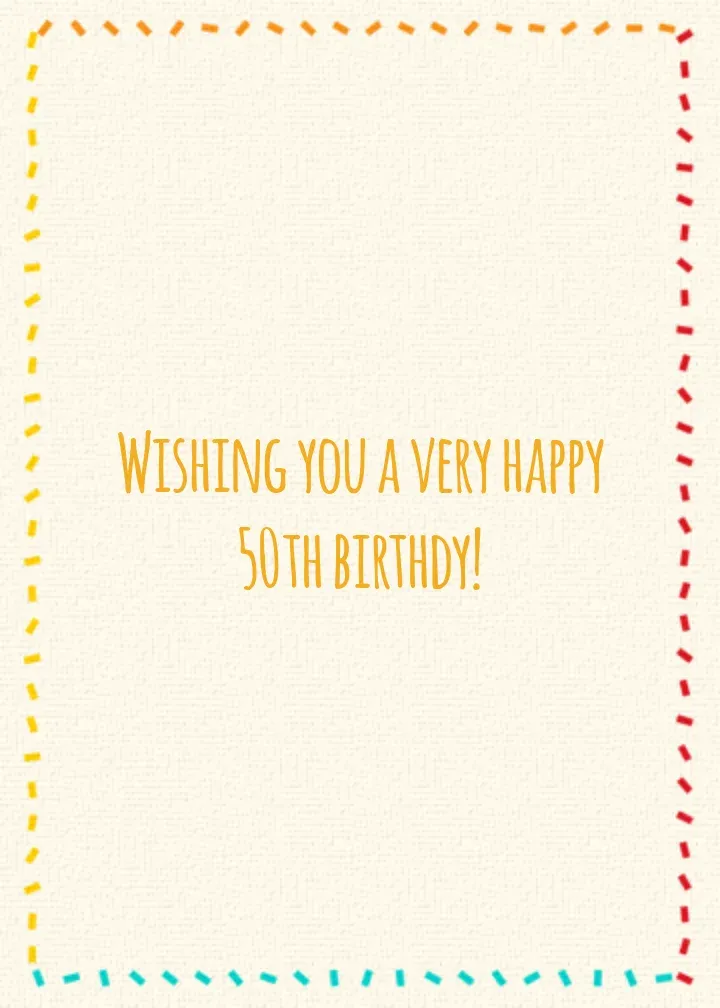 Milestone Birthday Cake 50th card inside right