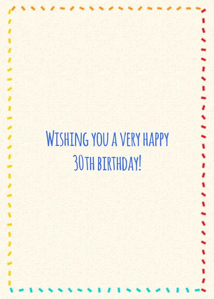 Milestone Birthday Cake 30th card inside right