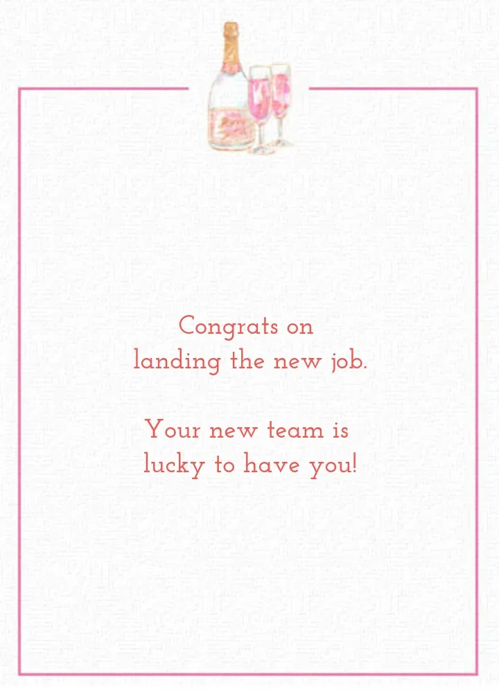 New Job Champagne card inside right