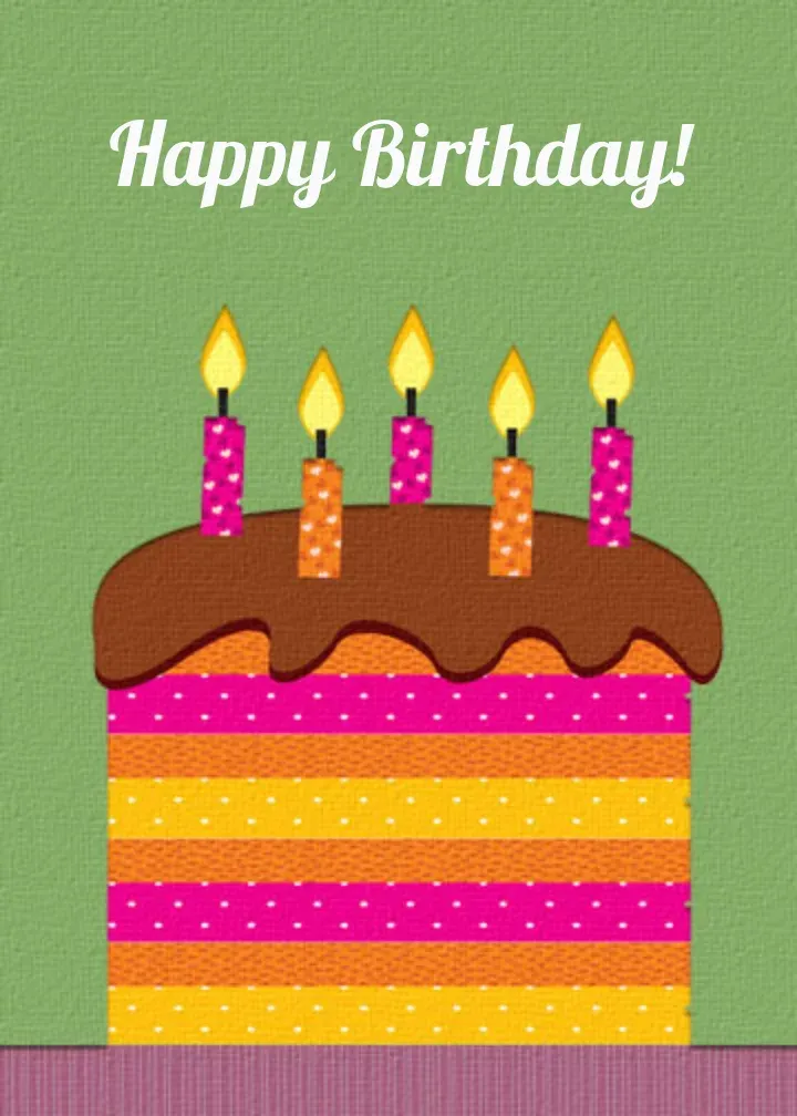 Striped Birthday Cake card front