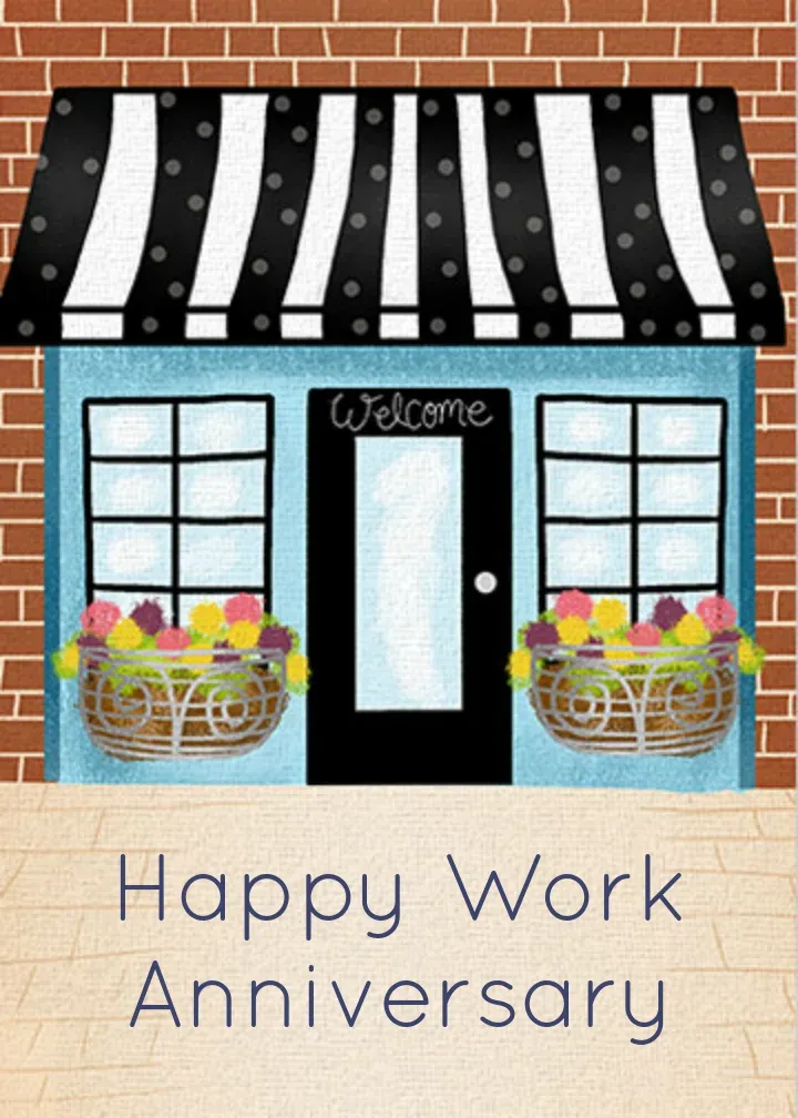 Storefront Work Anniversary card front