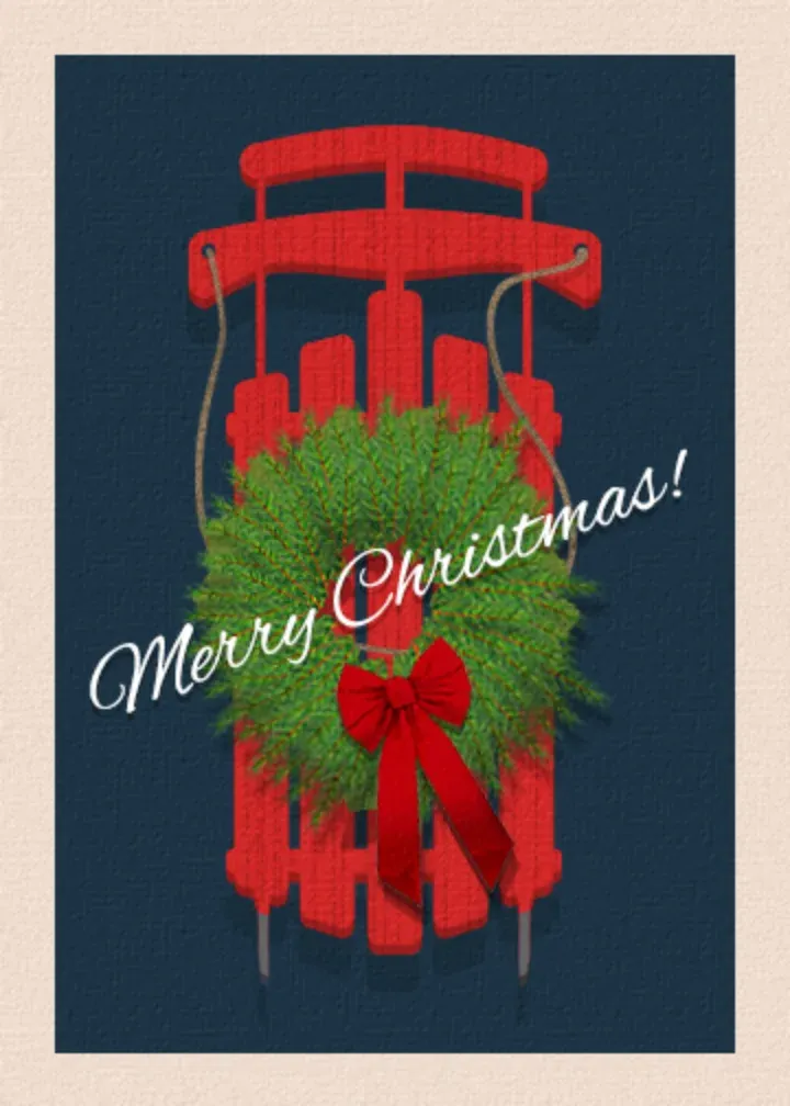 Merry Christmas Sled card front
