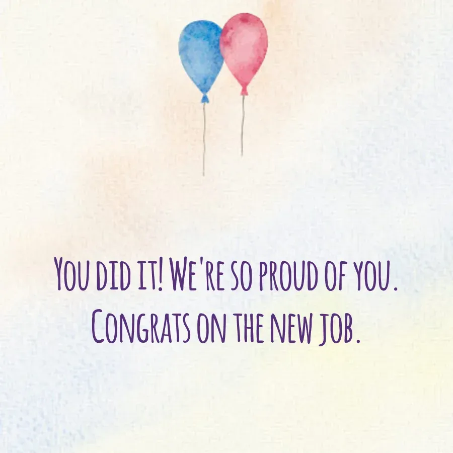New Job Congrats Balloons card inside right