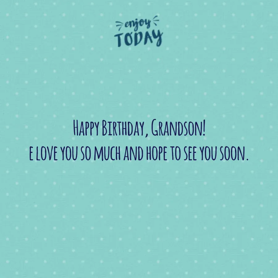 Grandson Birthday card inside right