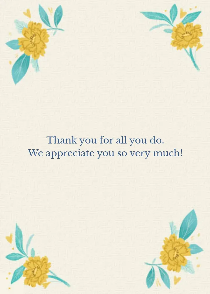 Thank You Teacher Floral card inside right