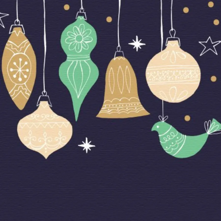 Festive Thank You Ornament card inside left