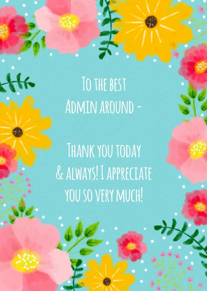 Thank You Today & Always Admin card inside right