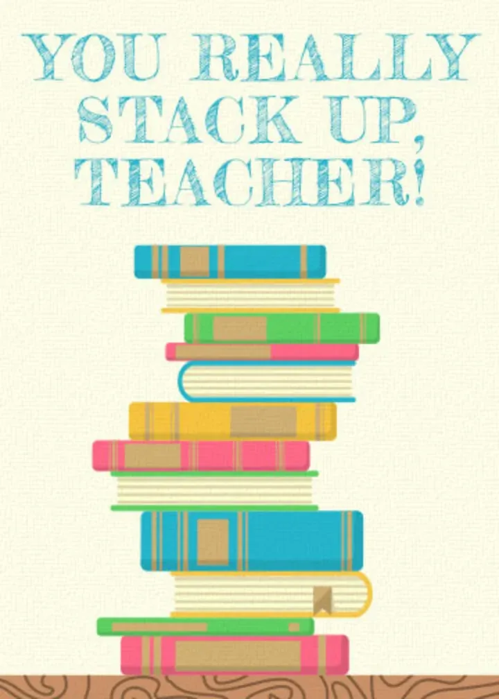 Book Stack Teacher card front