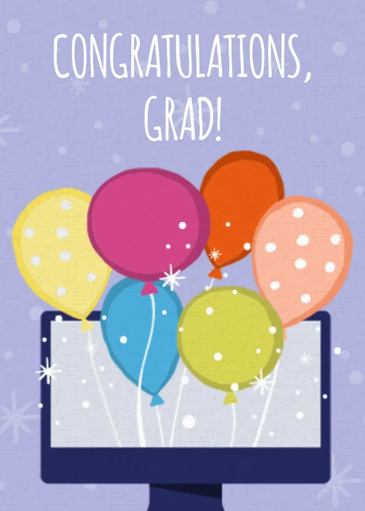 Virtual Grad Balloons card front