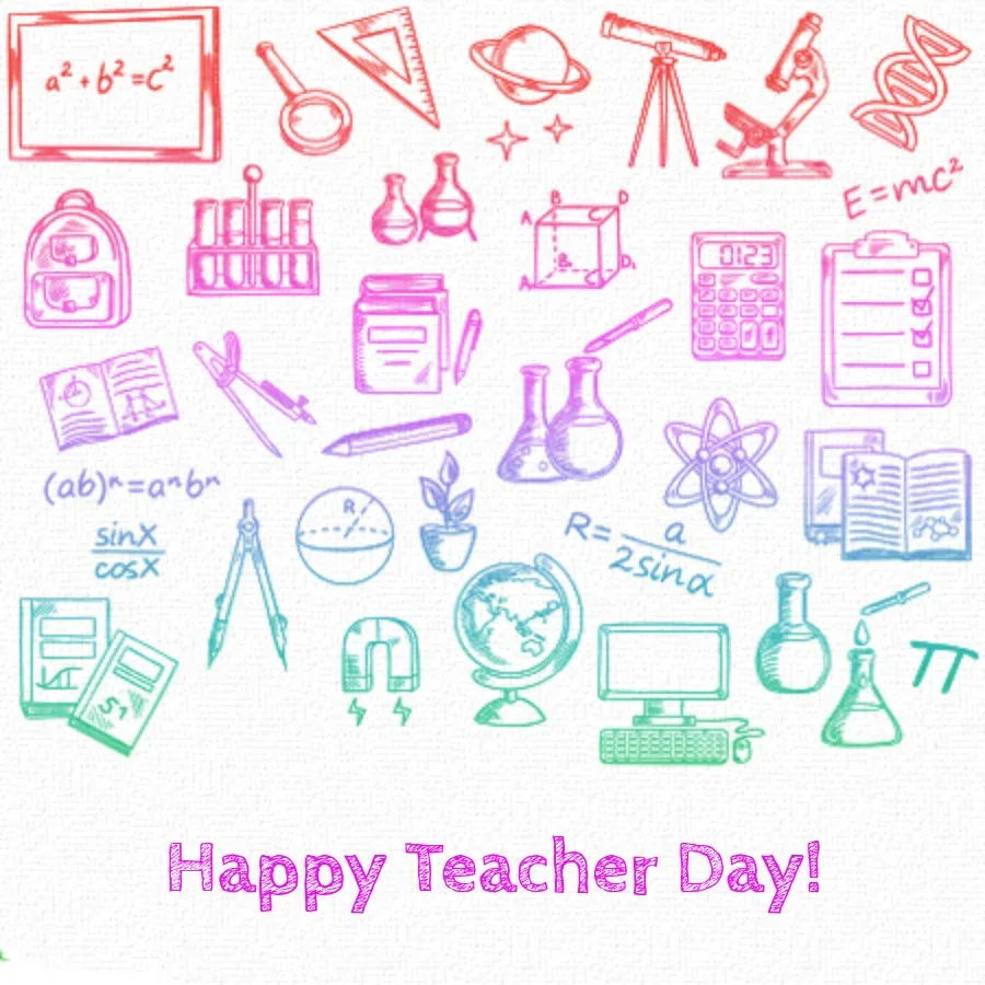 Teacher Day Doodle card front