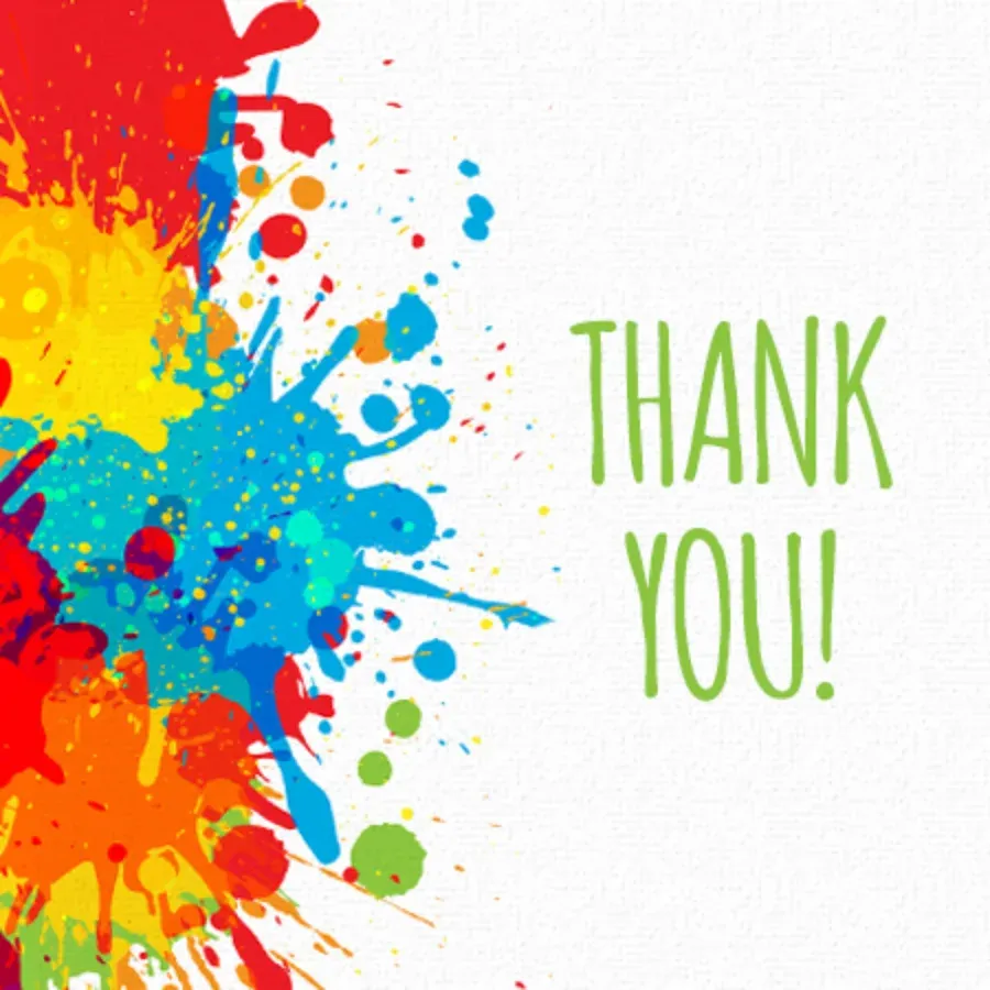 Paint Splatter Thank You card front