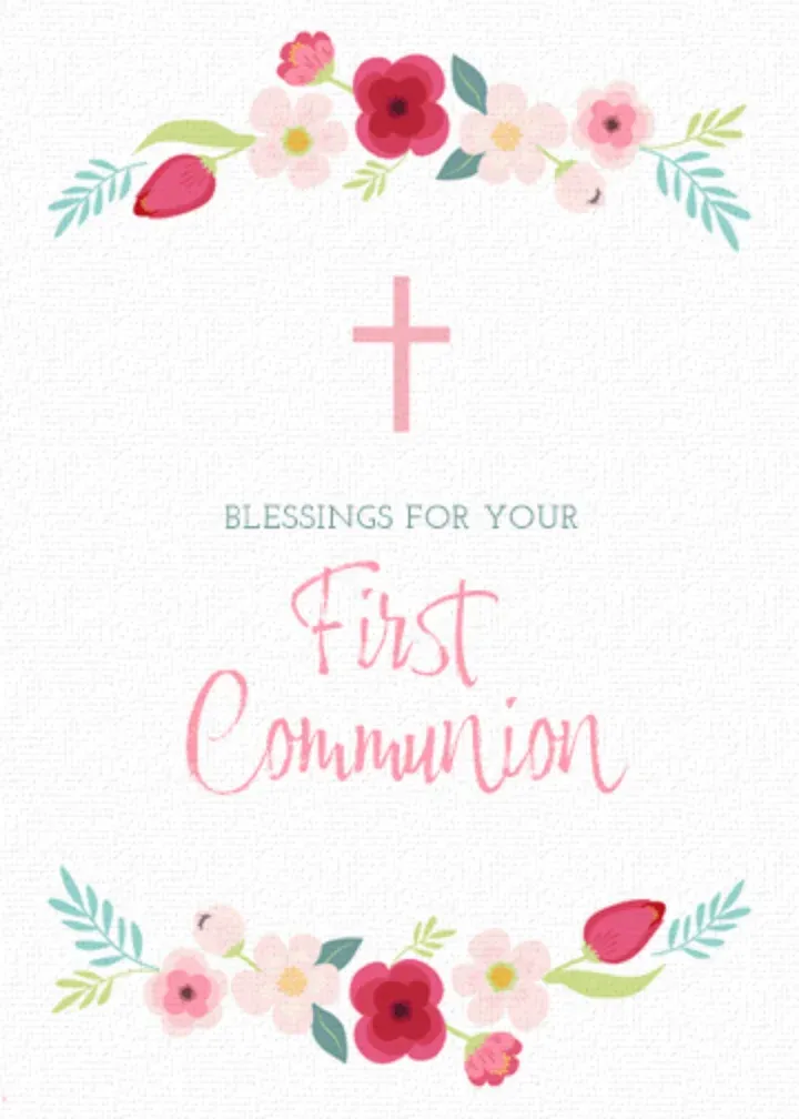 Floral First Communion card front