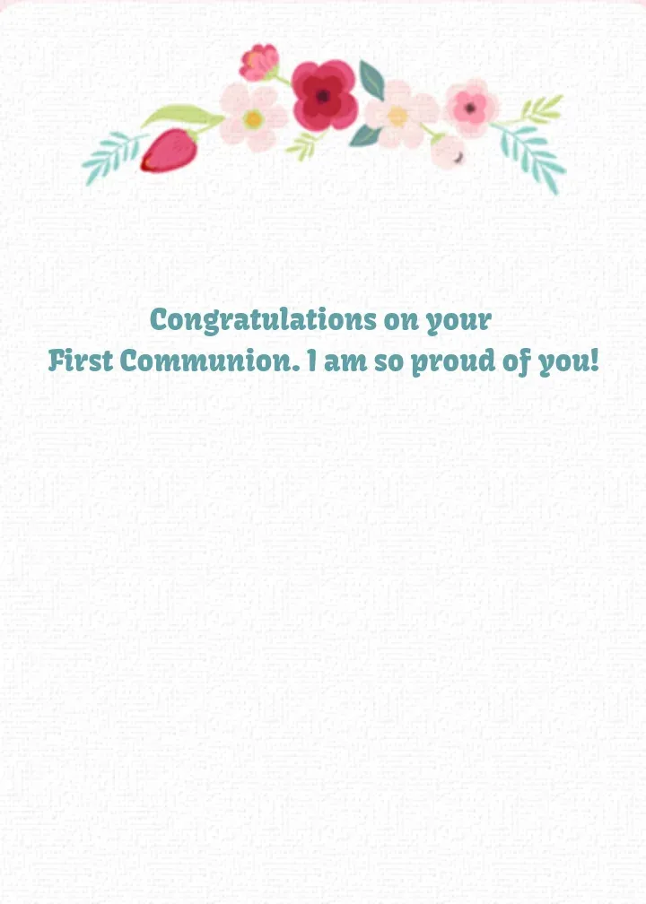 Floral First Communion card inside right