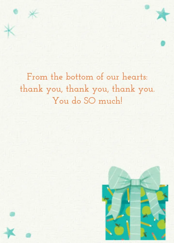 Teacher Gift card inside right