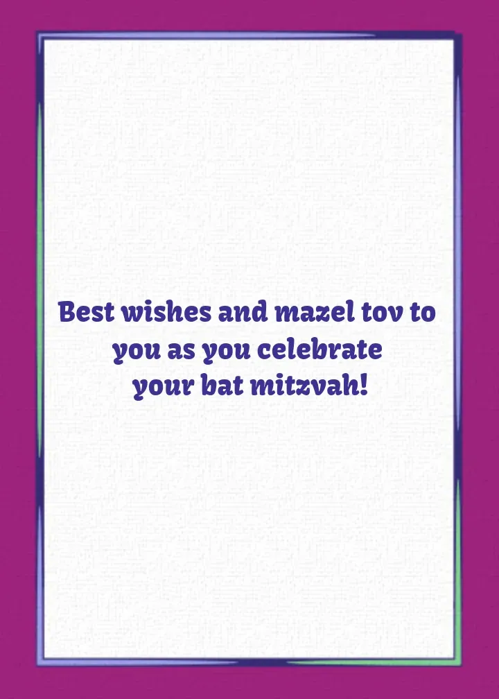 Bat Mitzvah Congrats card inside right