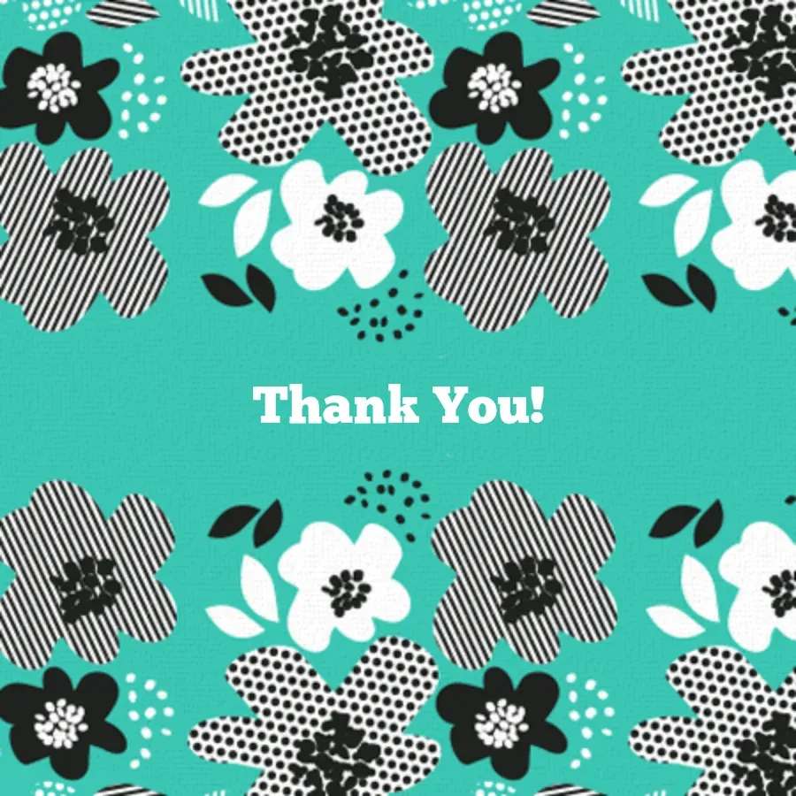 Thank You Retro Aqua card front