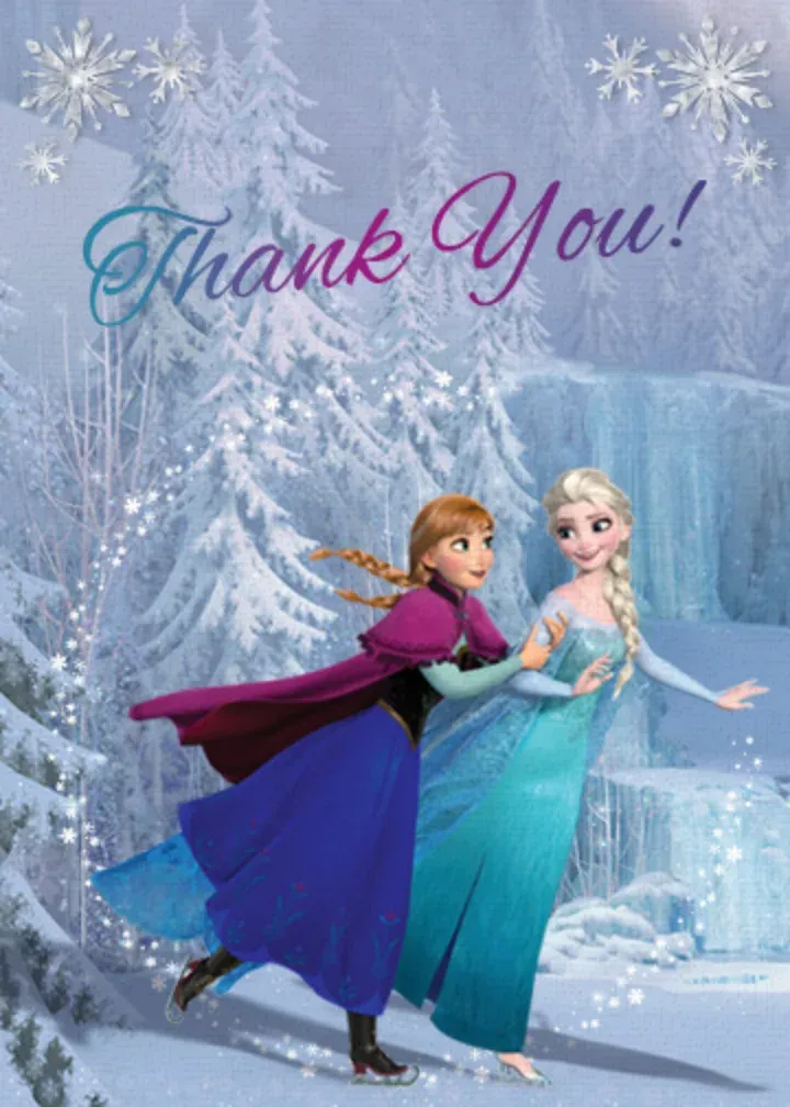 Holiday Frozen Thank You card front
