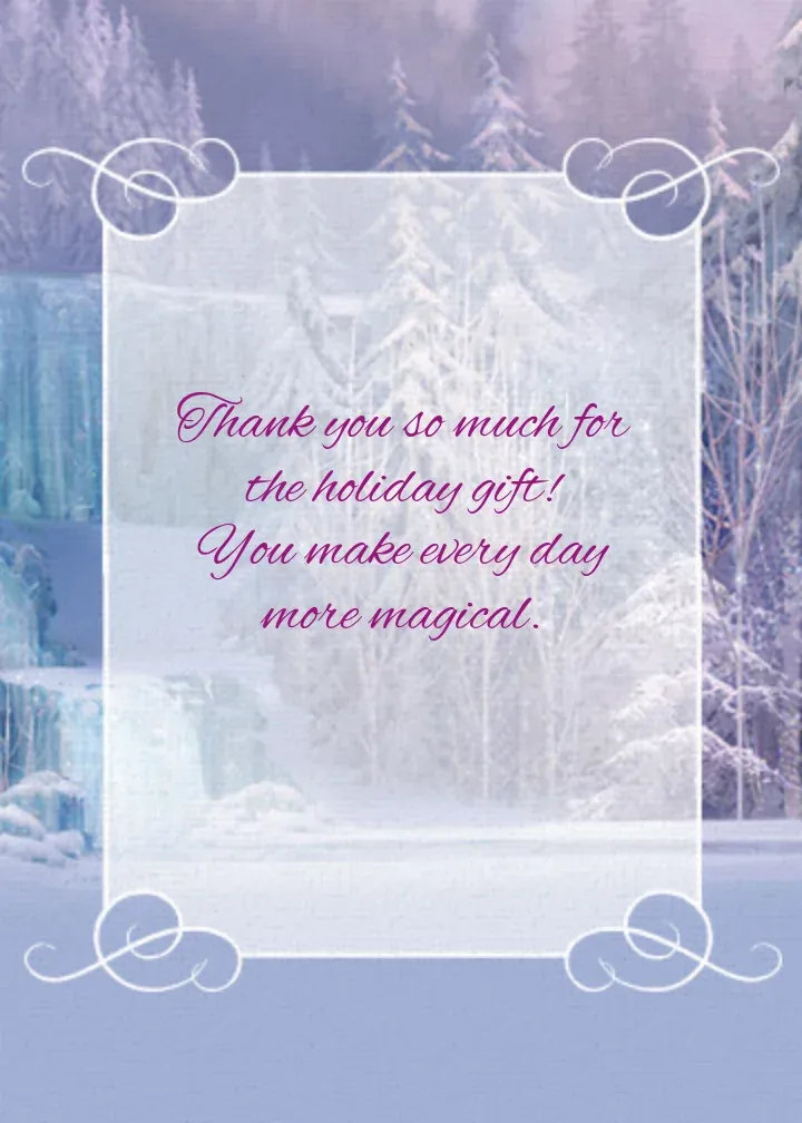 Holiday Frozen Thank You card inside right