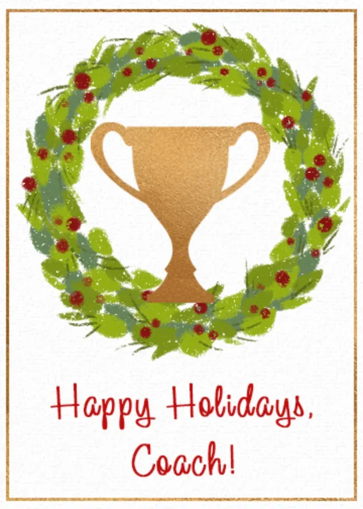Happy Holidays Coach card front