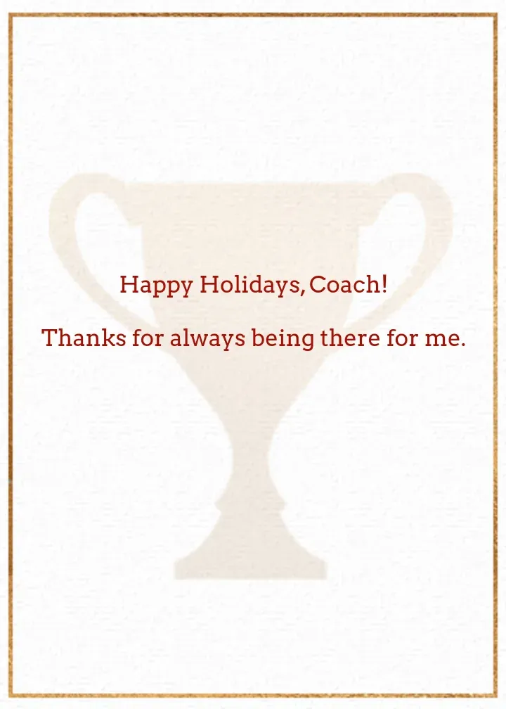 Happy Holidays Coach card inside right