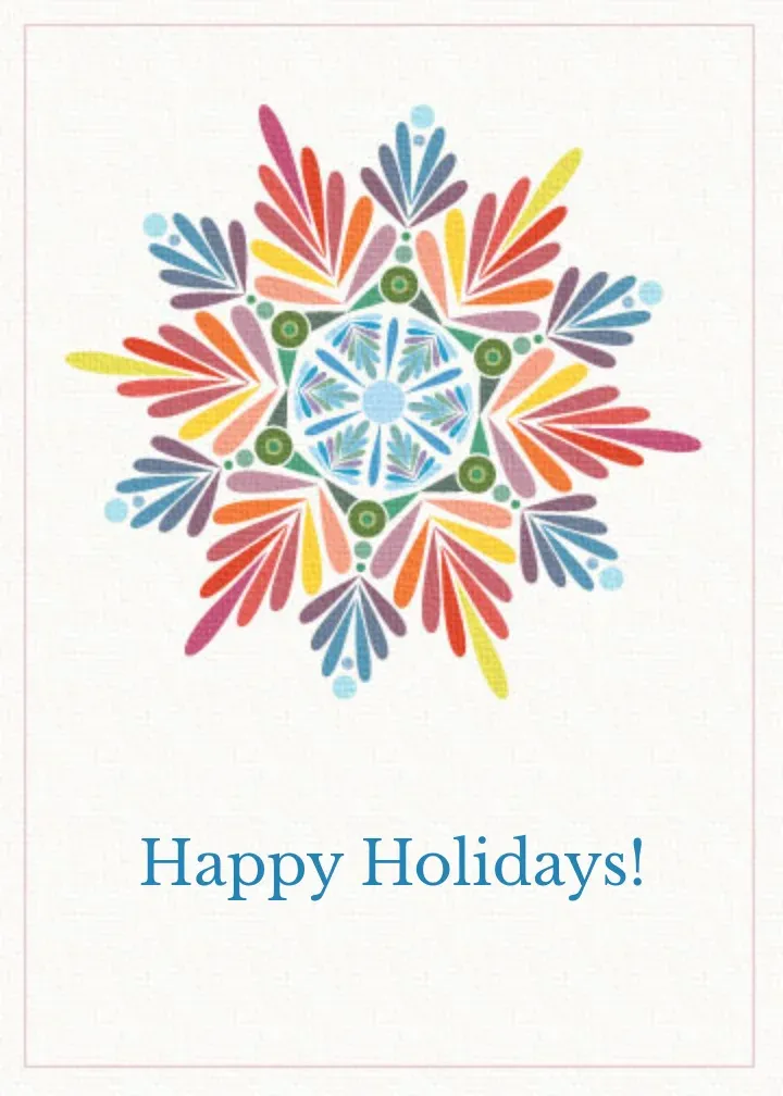 Colorful Holiday Snowflake card front