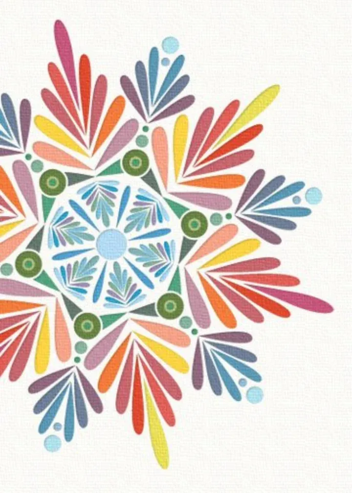 Colorful Holiday Snowflake card inside left
