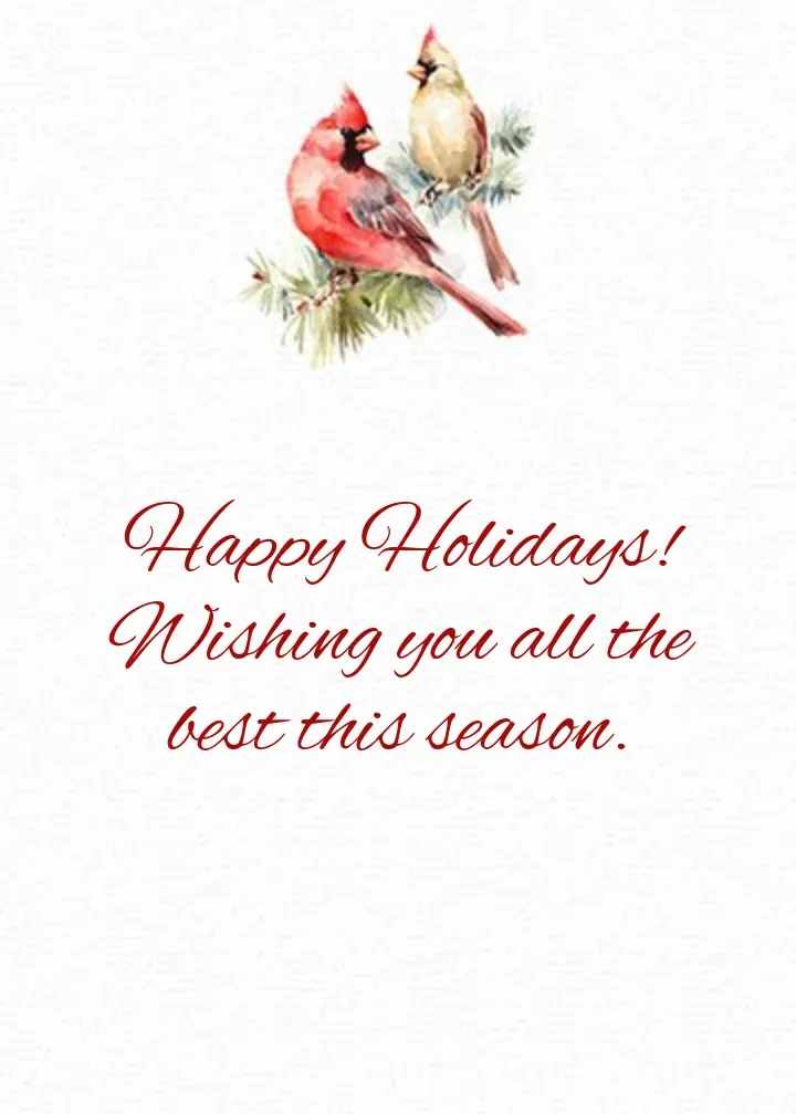 Winter Cardinal Holiday card inside right
