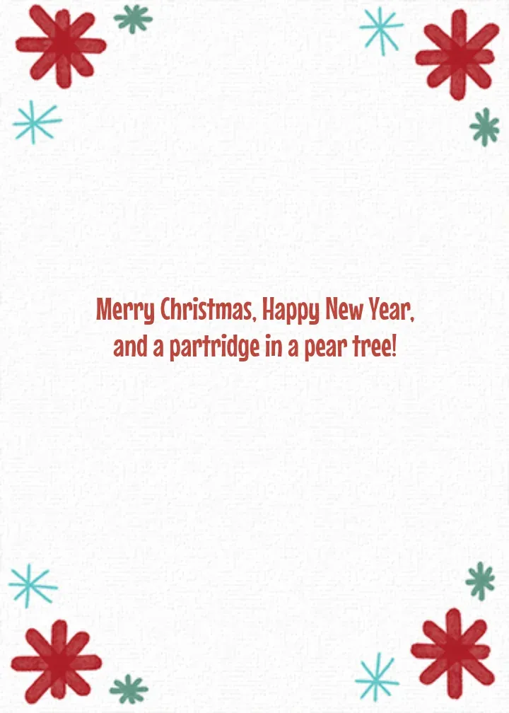 12 Days of Christmas card inside right