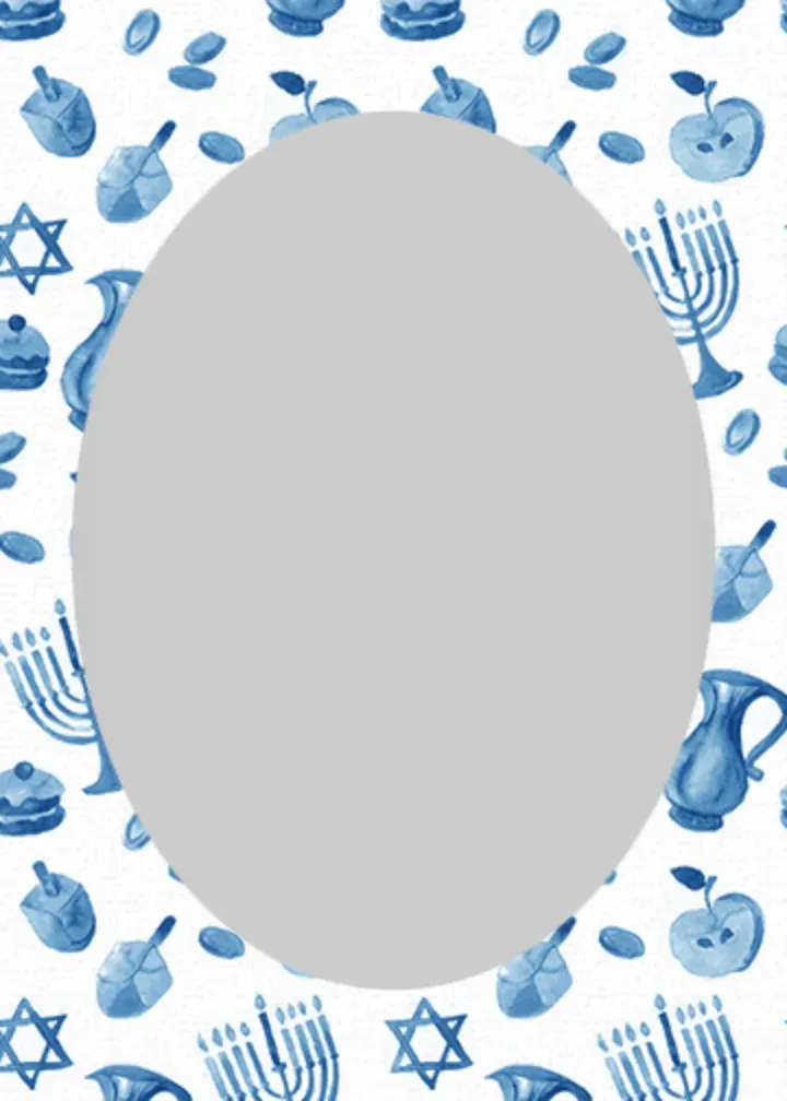Oval Hanukkah Photo Frame card front
