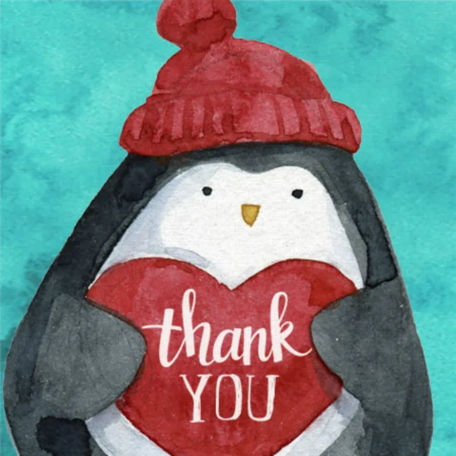 Holiday Penguin Thanks card front