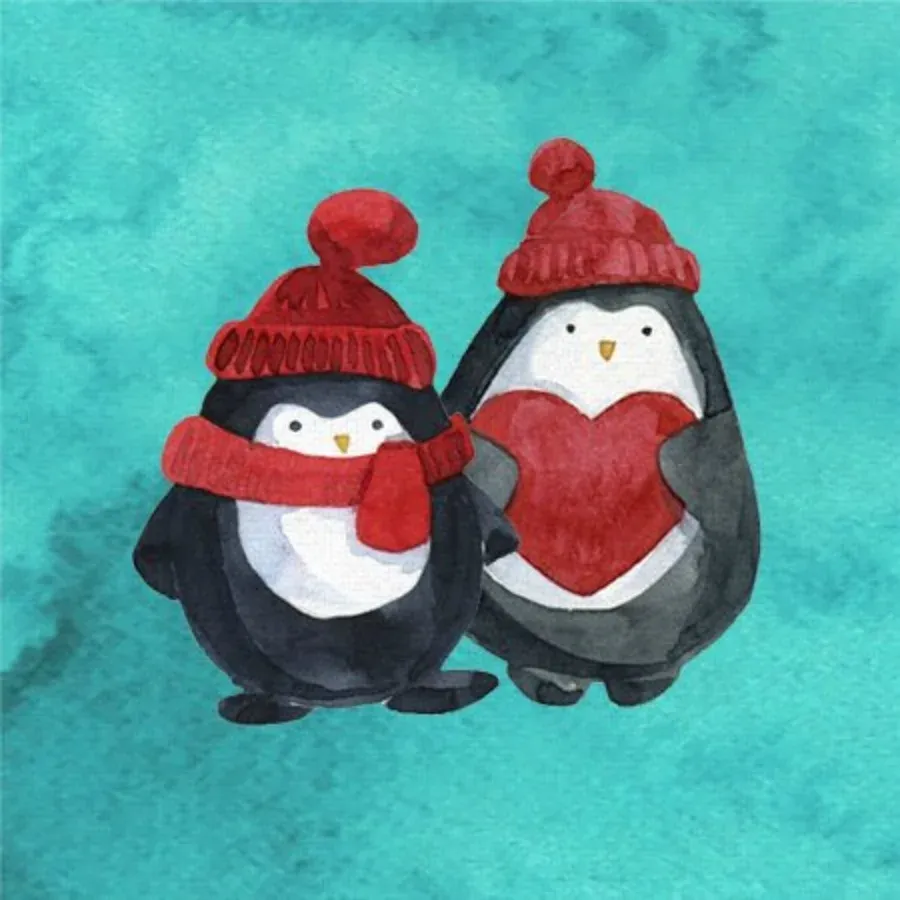 Holiday Penguin Thanks card inside left