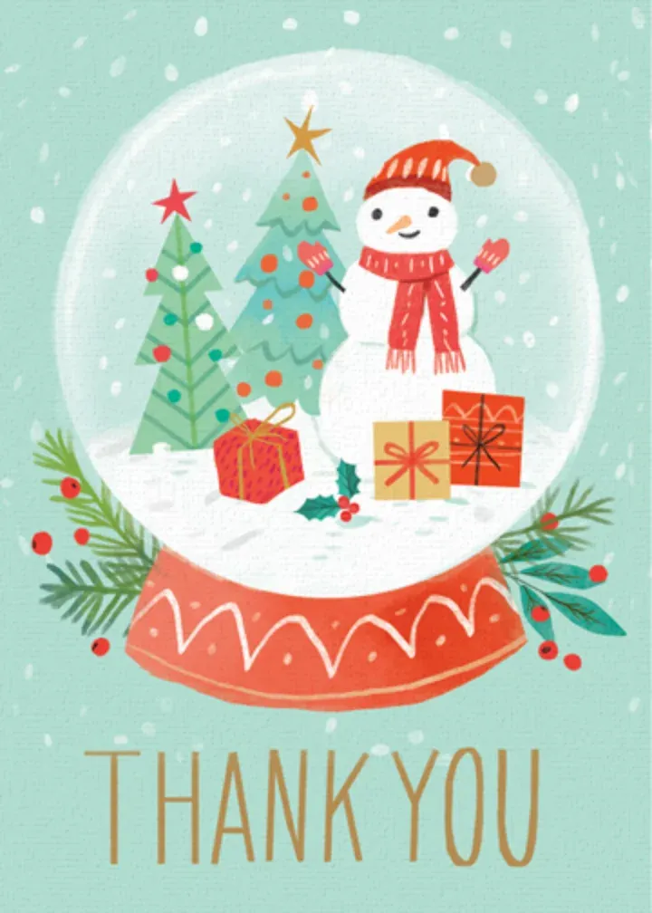 Snowglobe Thank You card front
