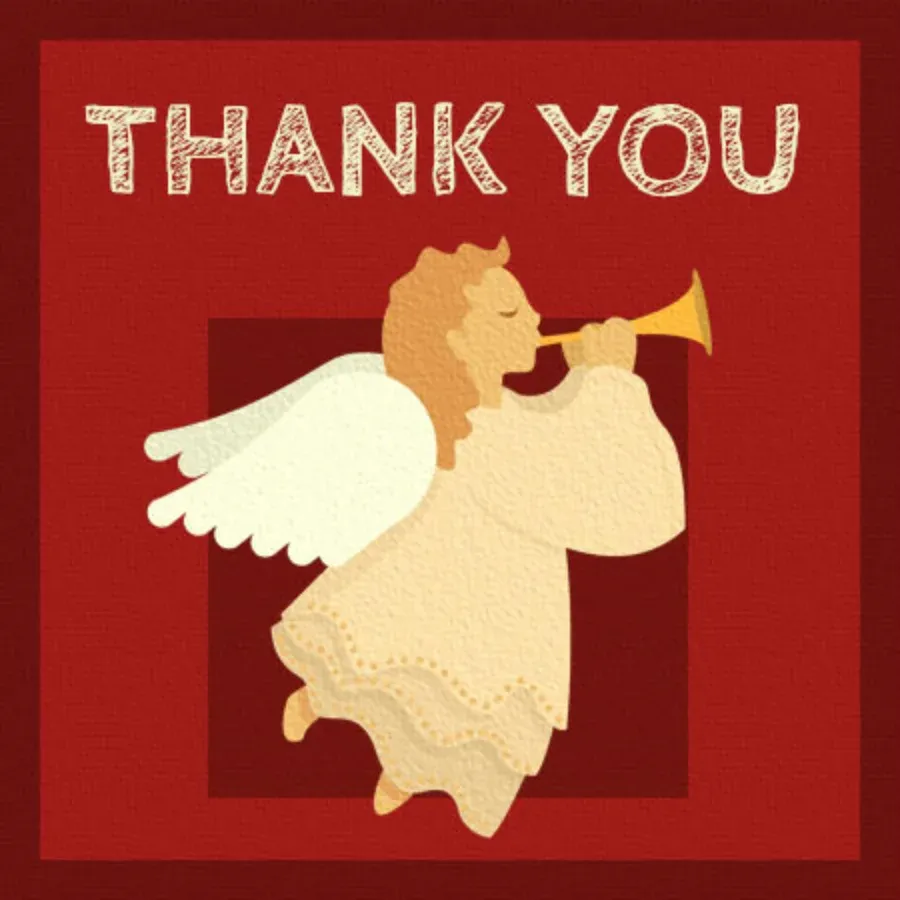 Holiday Angel Thank You card front