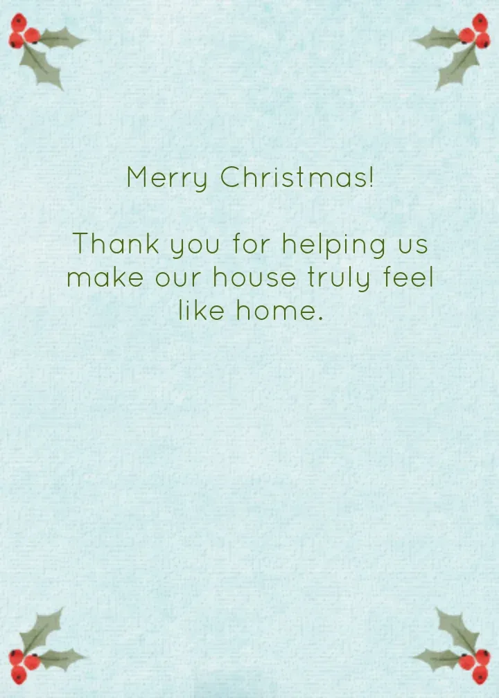 Home Sweet Home Thanks card inside right