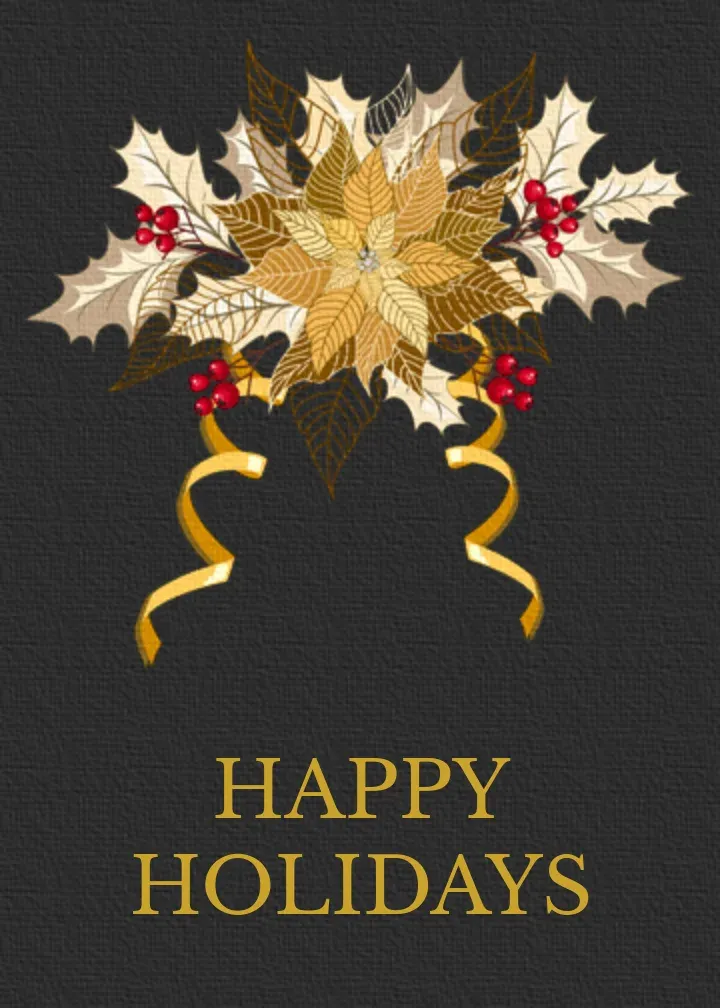 Business Poinsettia Bells card front