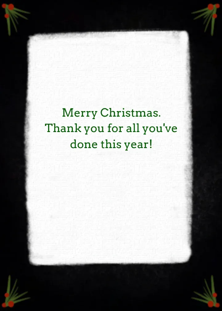 Holiday Appreciation Thanks card inside right