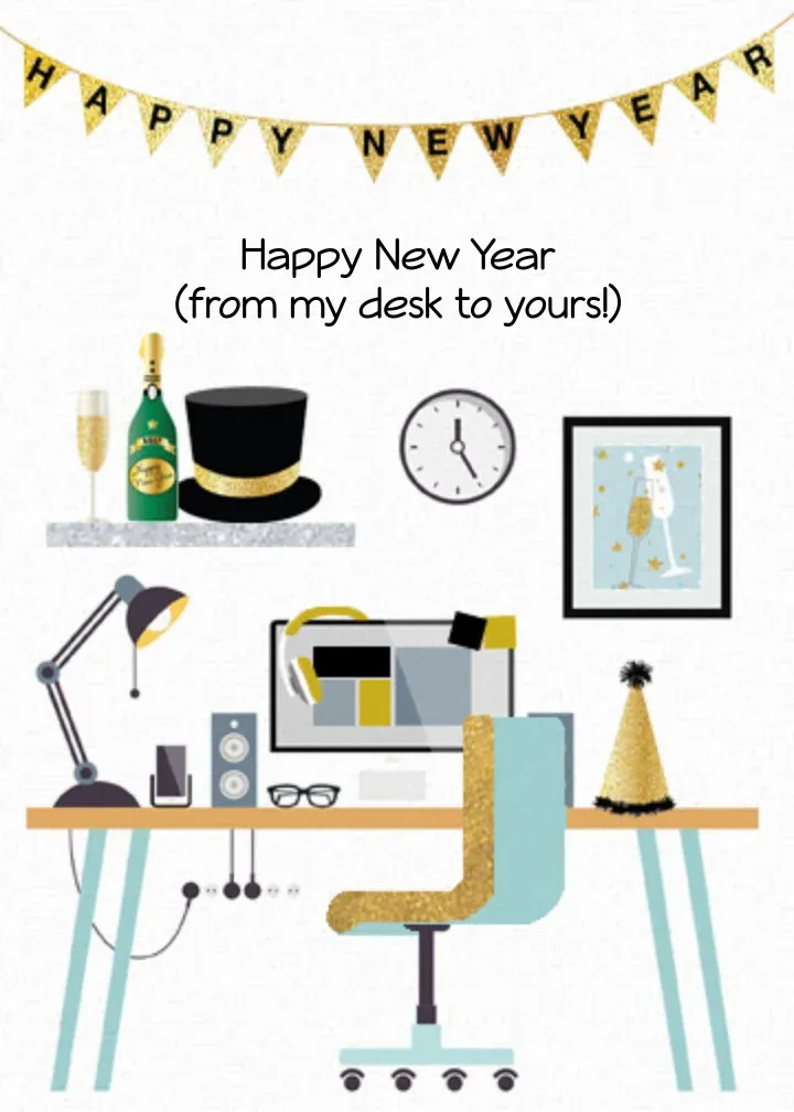 Happy New Year Coworker card front