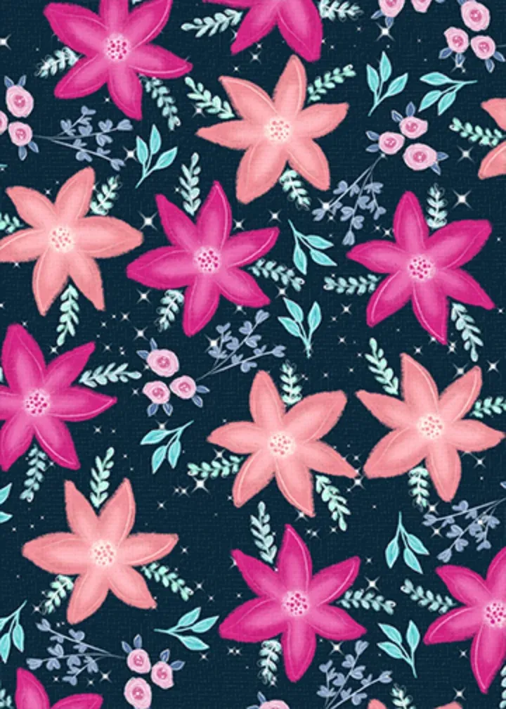 New Year Floral card inside left