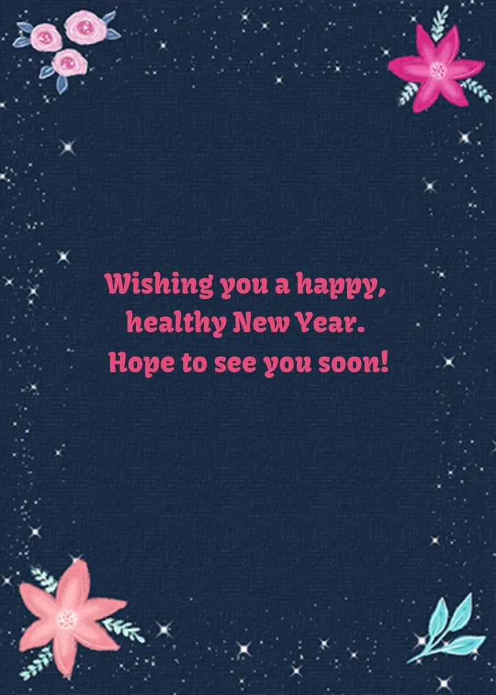 New Year Floral card inside right